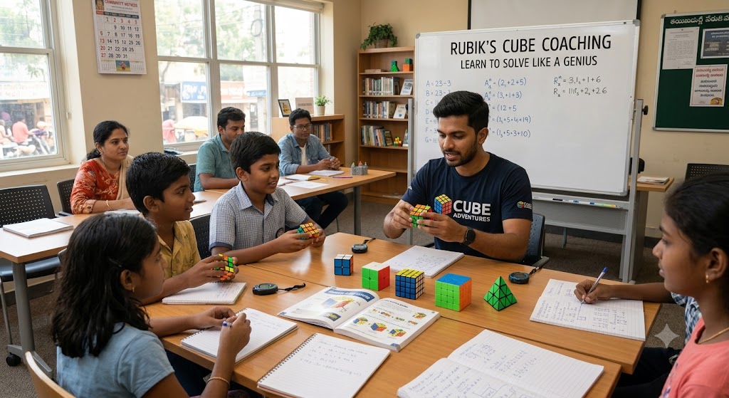 Child learning to solve a Rubik's Cube