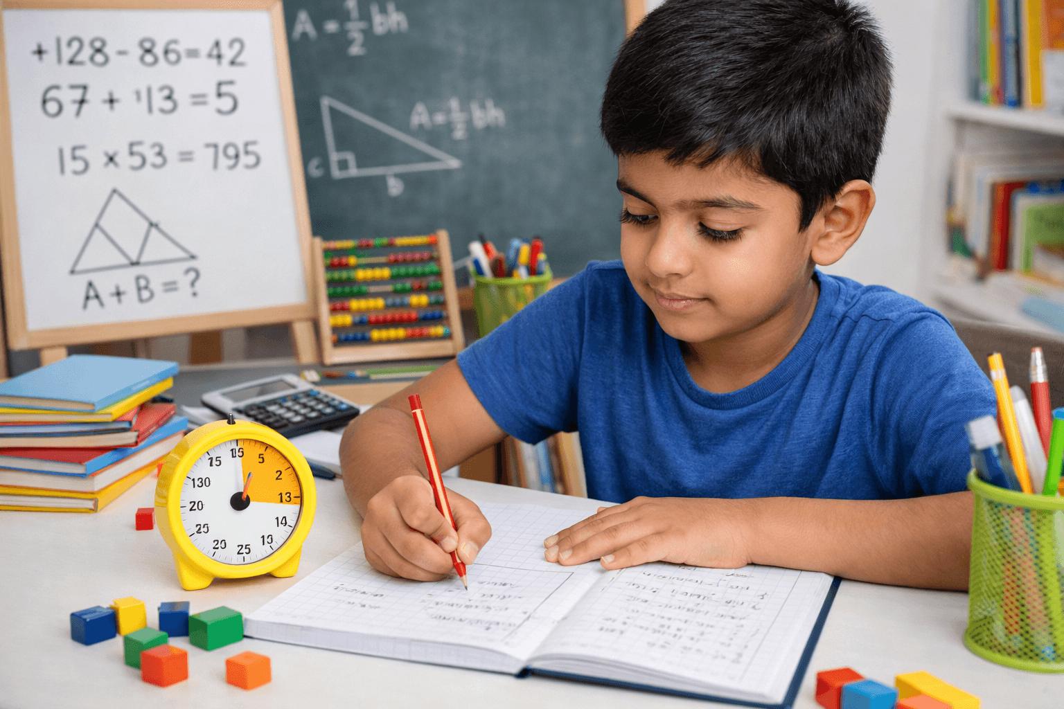 Student solving mathematical problems