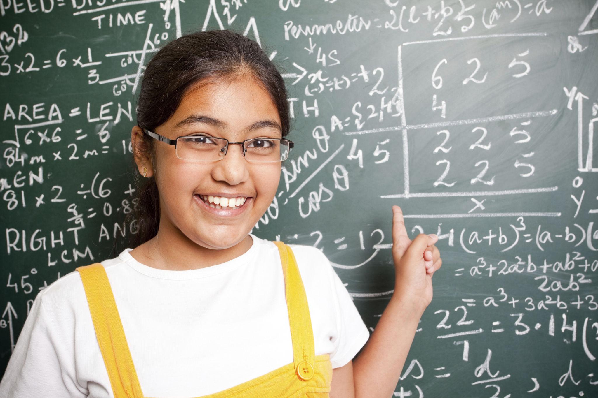 Happy student learning mathematics